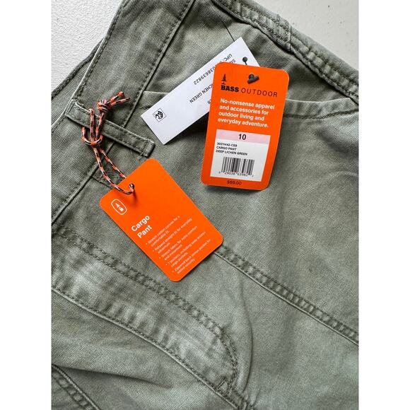 BASS OUTDOOR Women's High-Rise Canvas Cargo Pants NWT LICHEN GREEN SIZE 10 - Picture 7 of 11